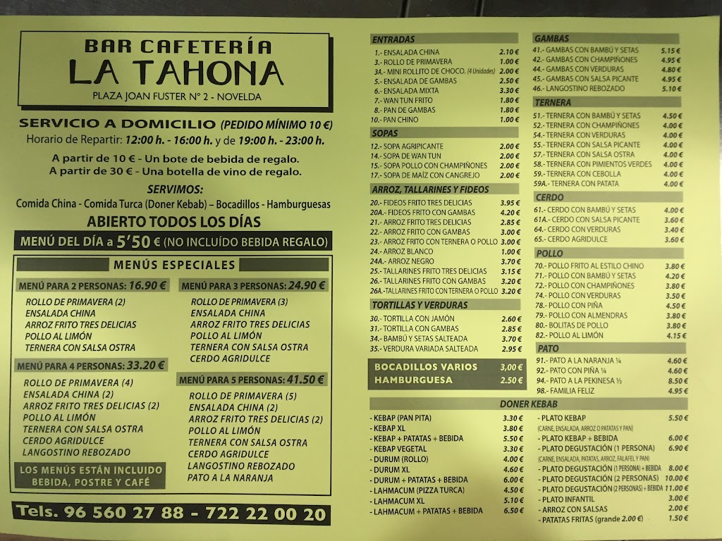 bar la tahona enfeng qiu — Carta