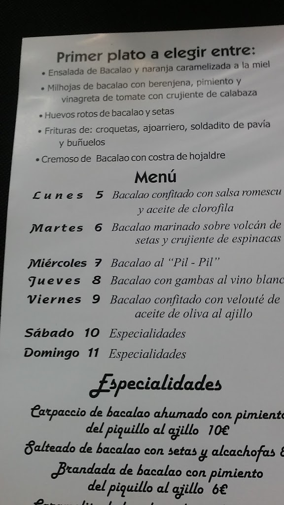 La Bodegueta — Carta