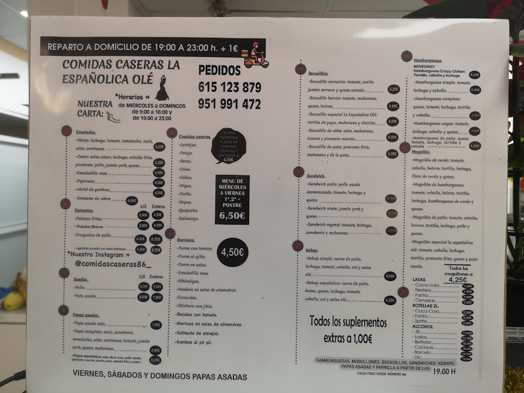 Asador Comidas Caseras La Espanolica Ole y de Tapeitos la Espanolica — Carta