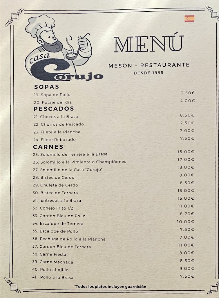 Restaurante Casa Corujo — Carta