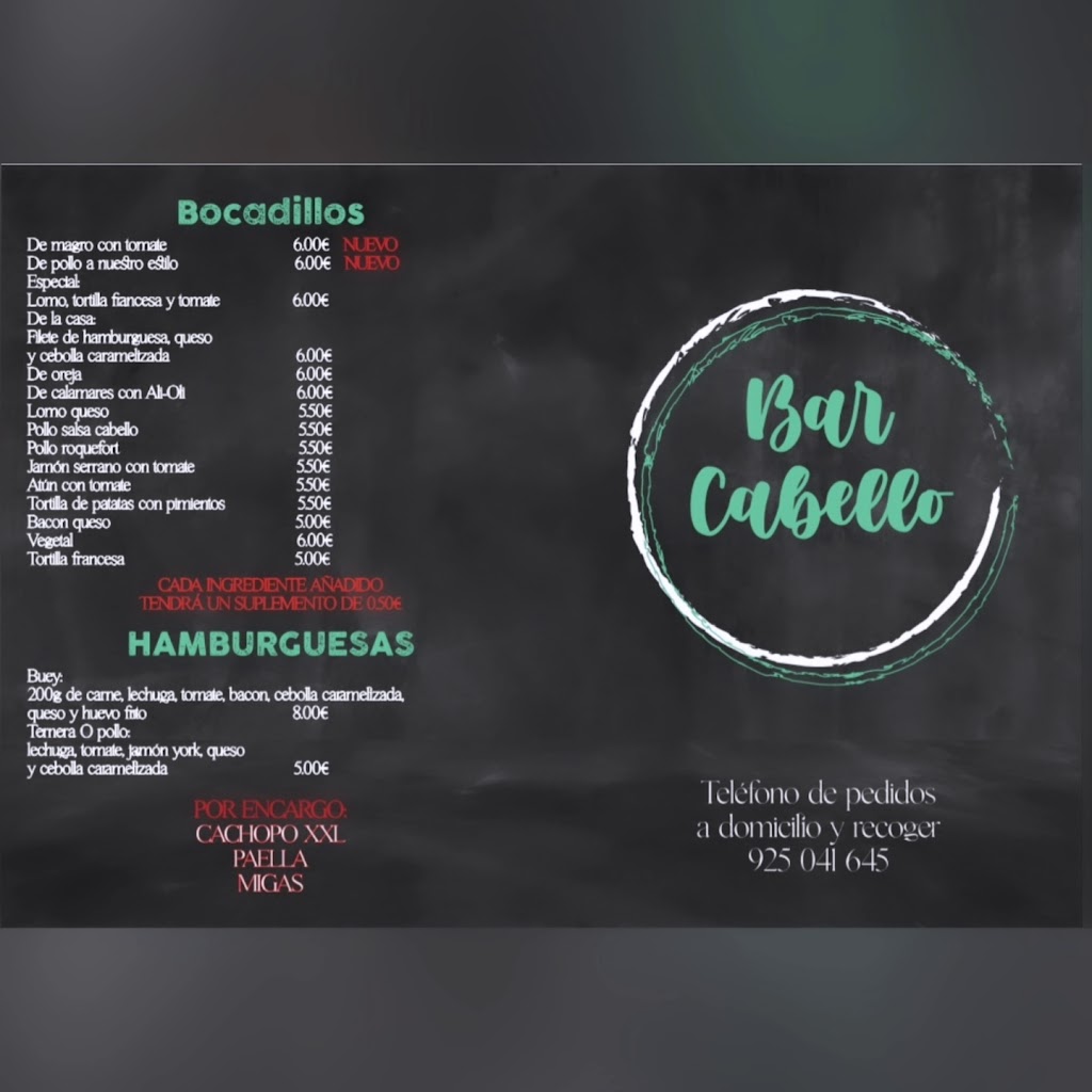 Bar Cabello — Carta