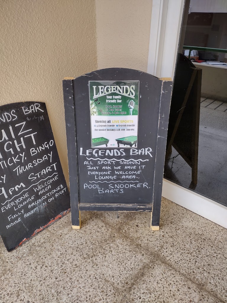 Legends Snooker & Pool Bar — Carta