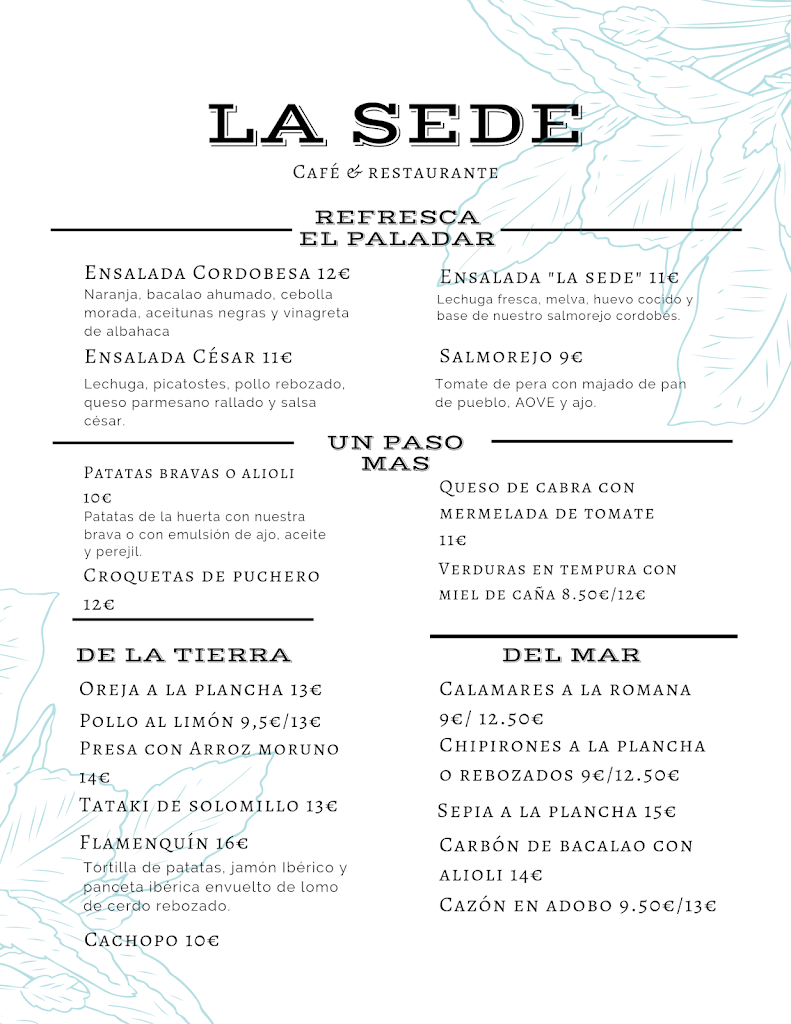 Bar/Restaurante La Sede de Cacoche — Carta