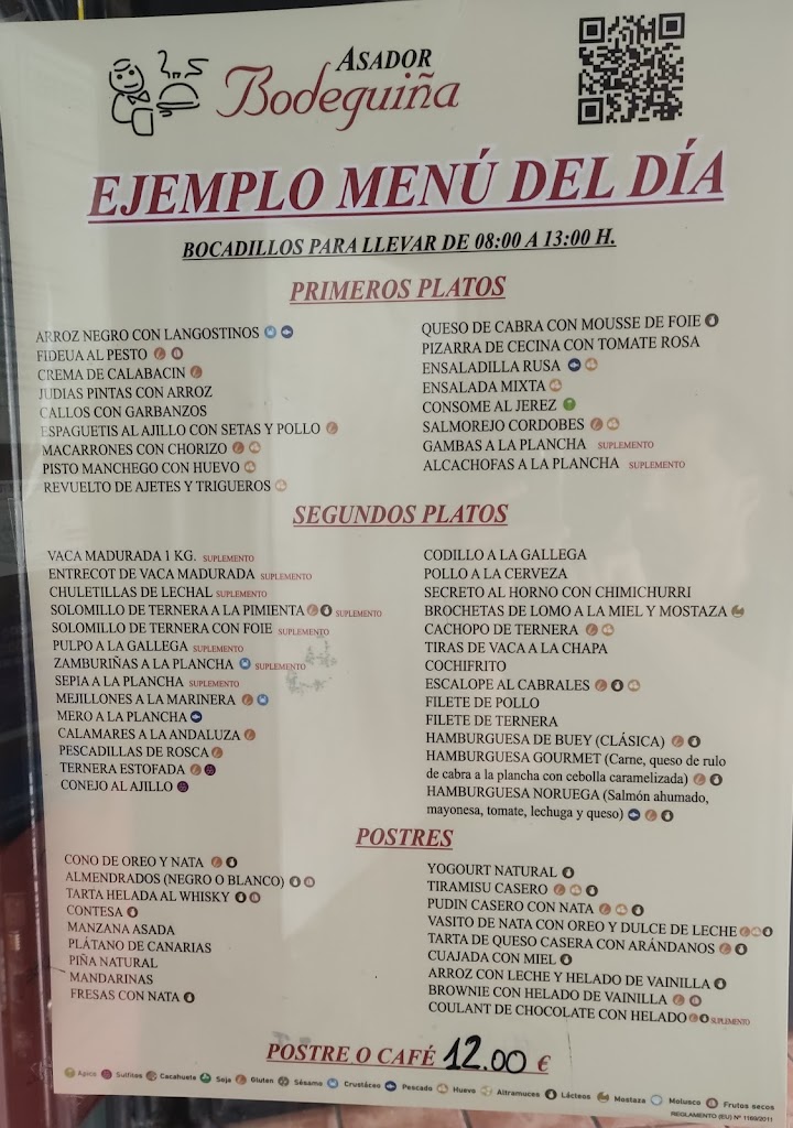 Restaurante A Bodeguina II — Carta