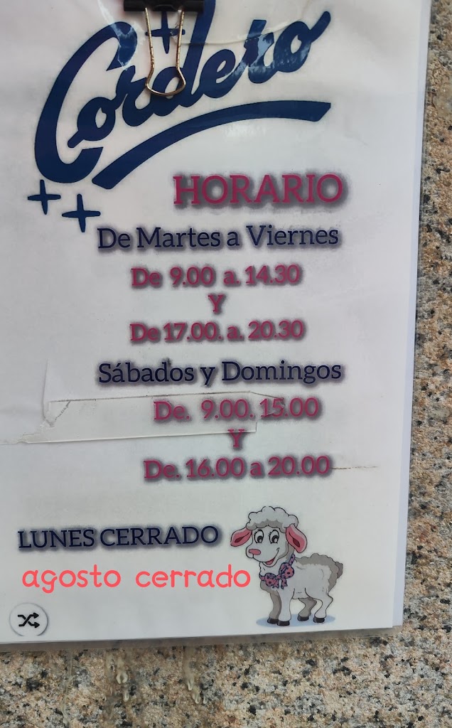 Confiteria Cordero — Carta