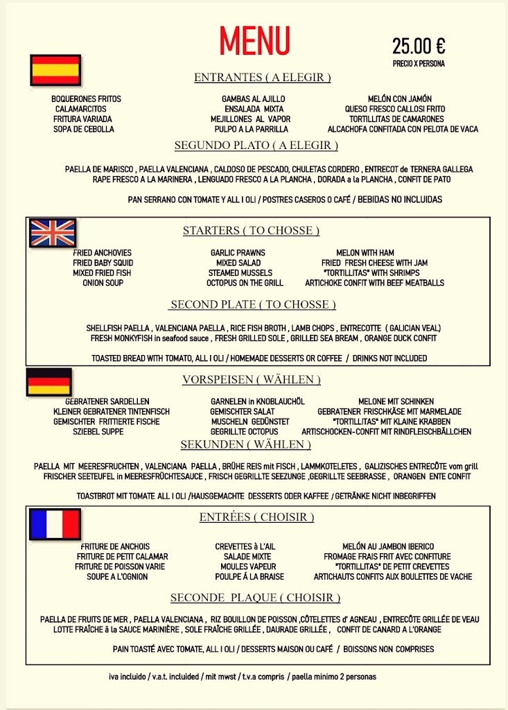RESTAURANTE ARROCERIA ZAFIRO (Calpe). — Carta