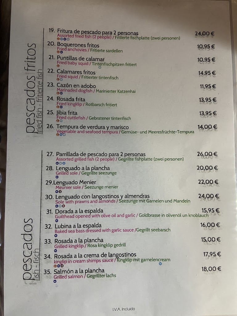 Restaurante La Enramada — Carta