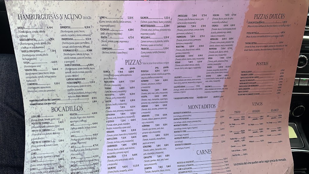 Pizzeria Verona — Carta