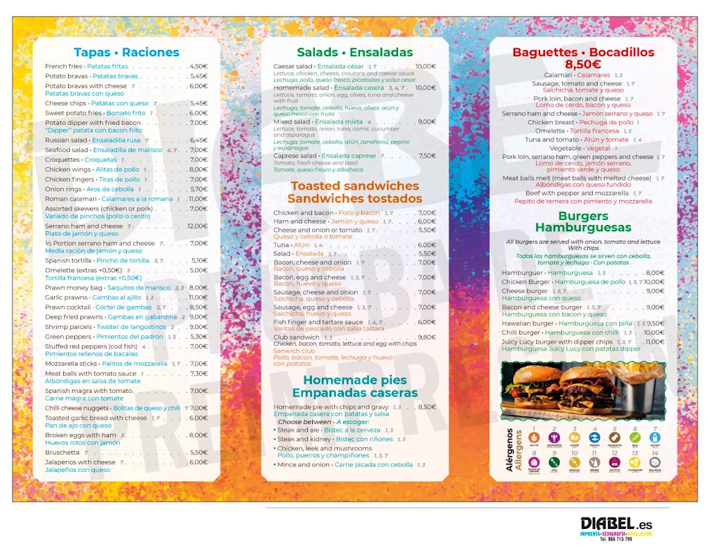 Boochies tapas Bar & Restaurant — Carta