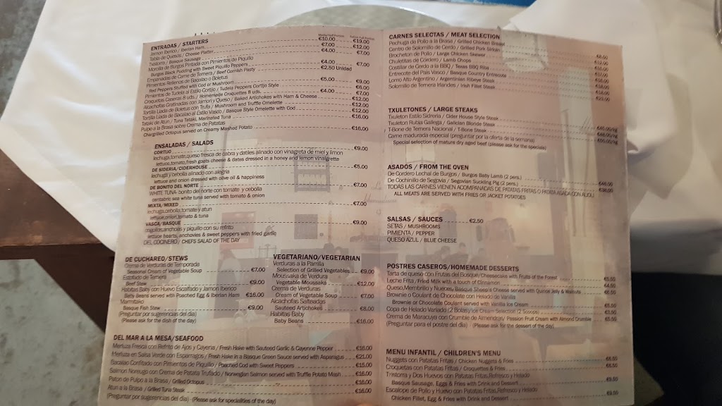 Asador Otola - Cortijo la Herradura — Carta