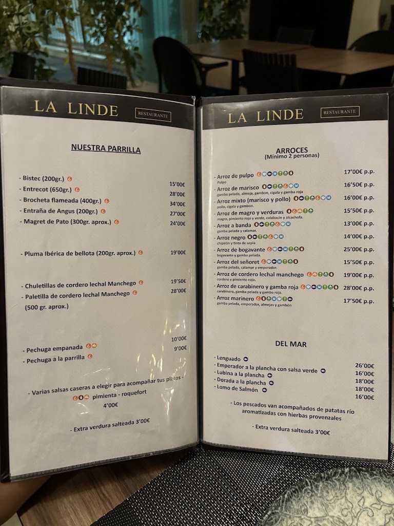 Restaurante La Linde — Carta