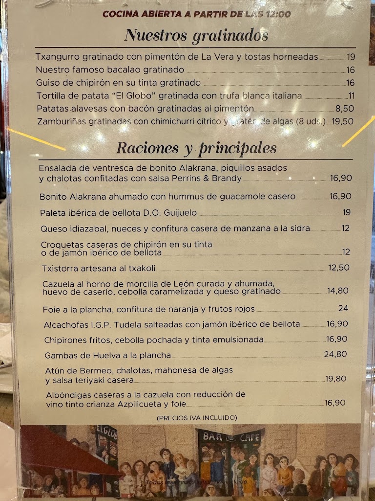 Bar El Globo | Diputacion — Carta