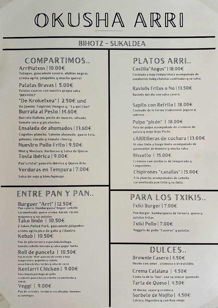 Cafe Arri. Gastro & Bar — Carta