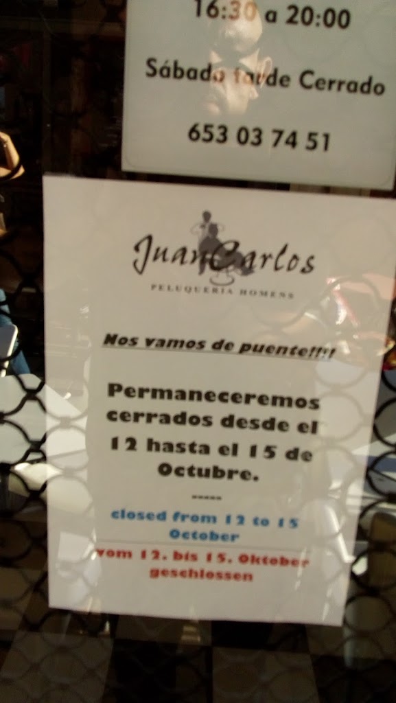 Juan Carlos Peluqueria Homens — Carta