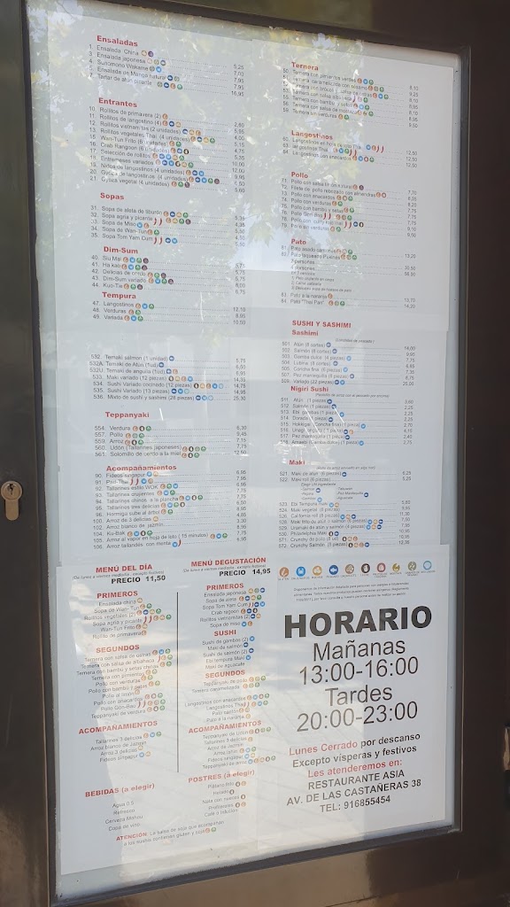 Restaurante Ishin — Carta