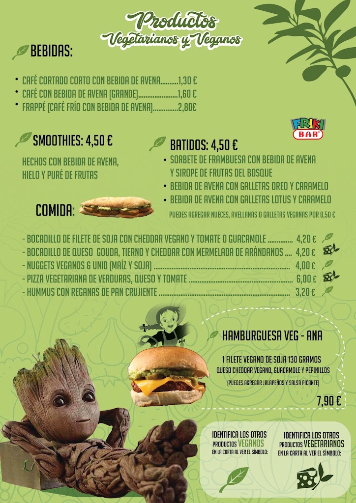 Friki Bar Gran Canaria — Carta