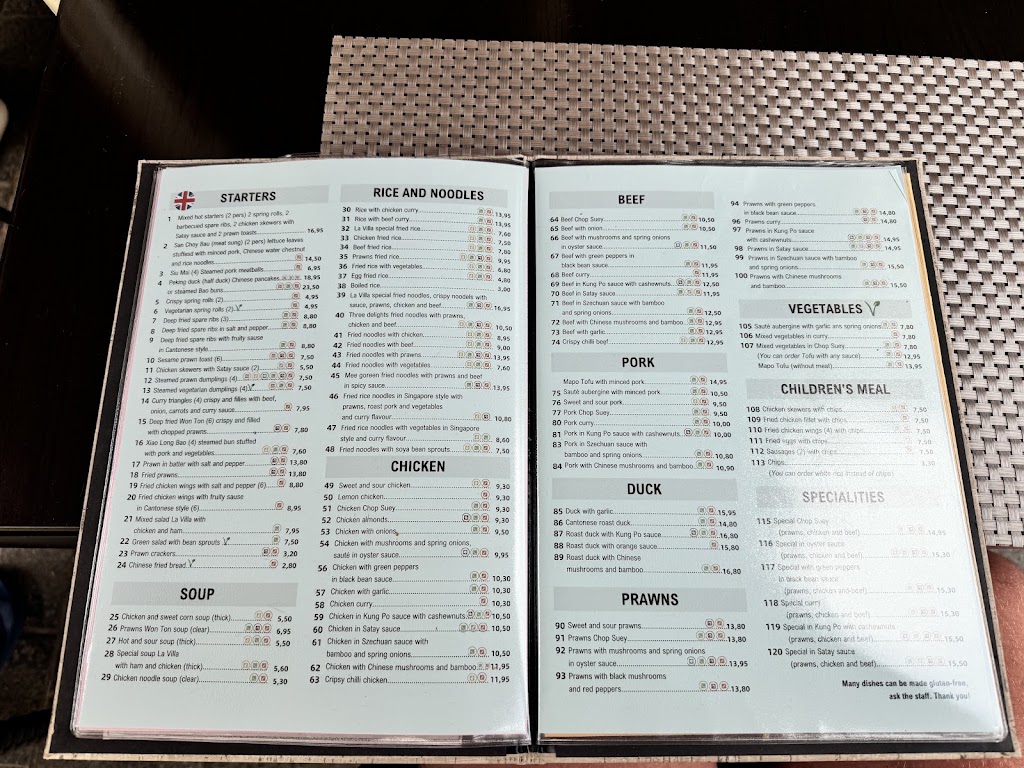 Restaurante Chino La Villa — Carta