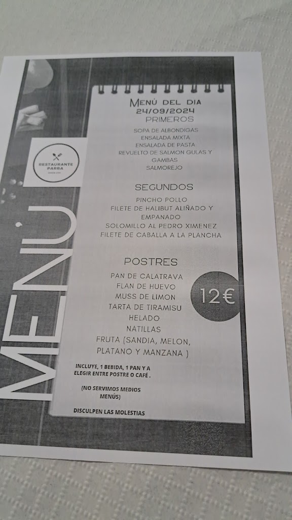 Parra Restaurante — Carta