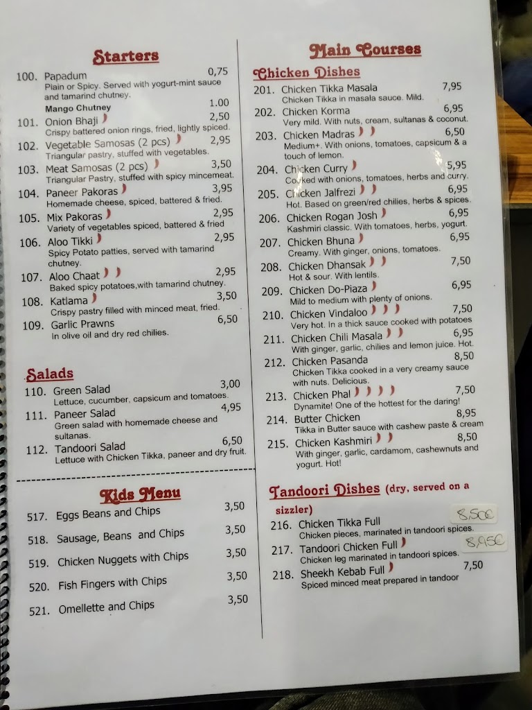 Tandoori Palace — Carta