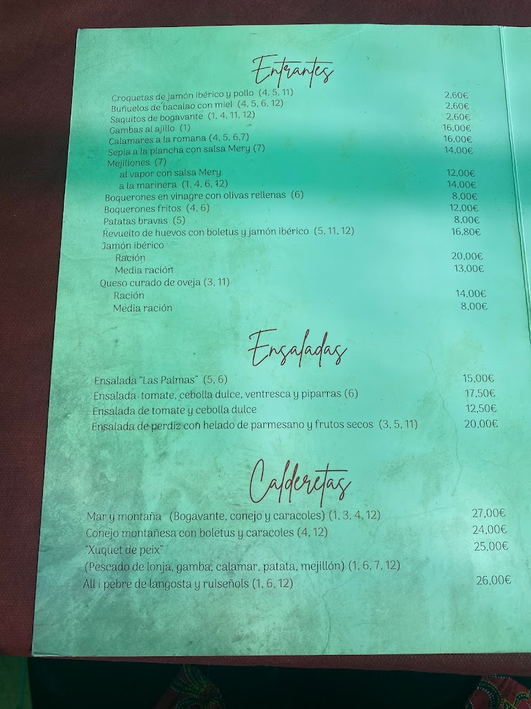 Restaurante Desierto Benicasim — Carta