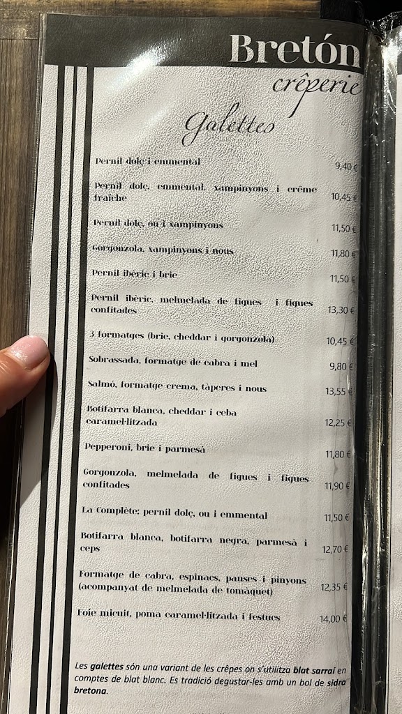Breton Creperie — Carta