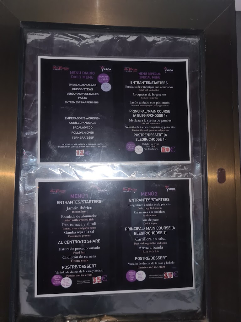 Restaurante <<La Traina>> — Carta