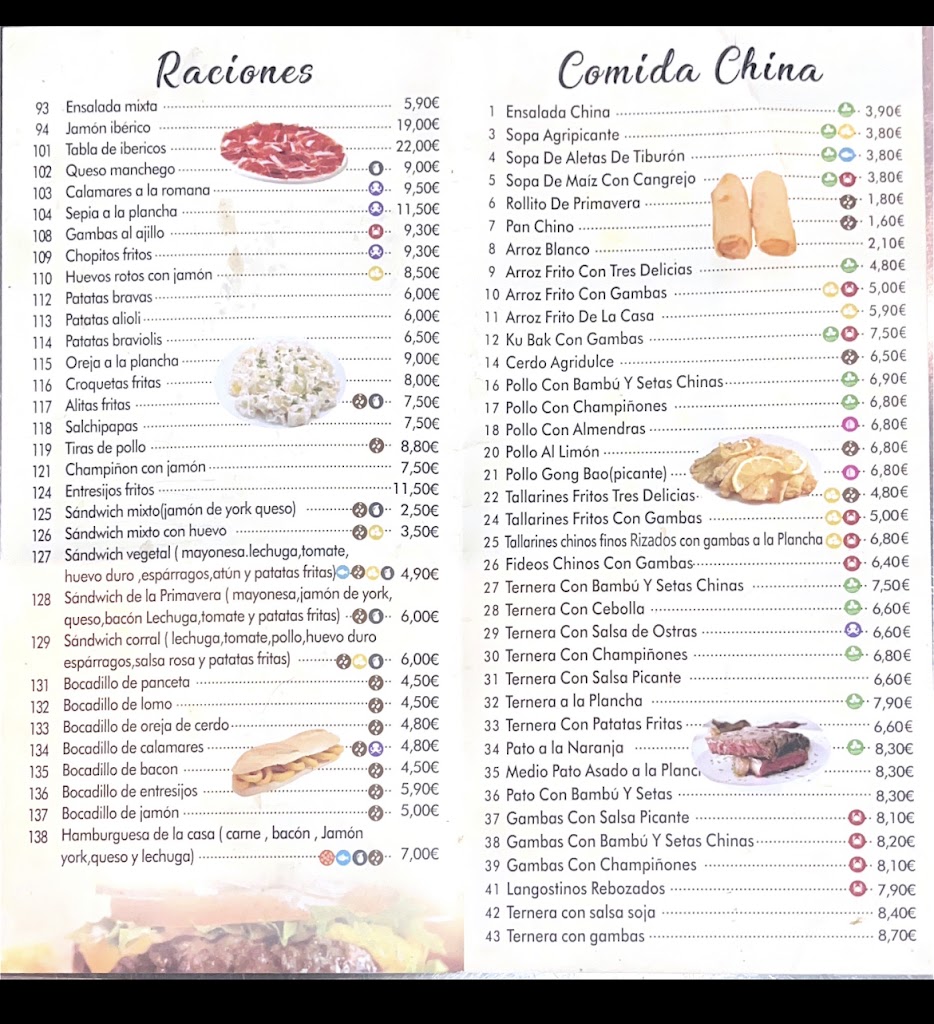 Bar Restaurante La Primavera — Carta