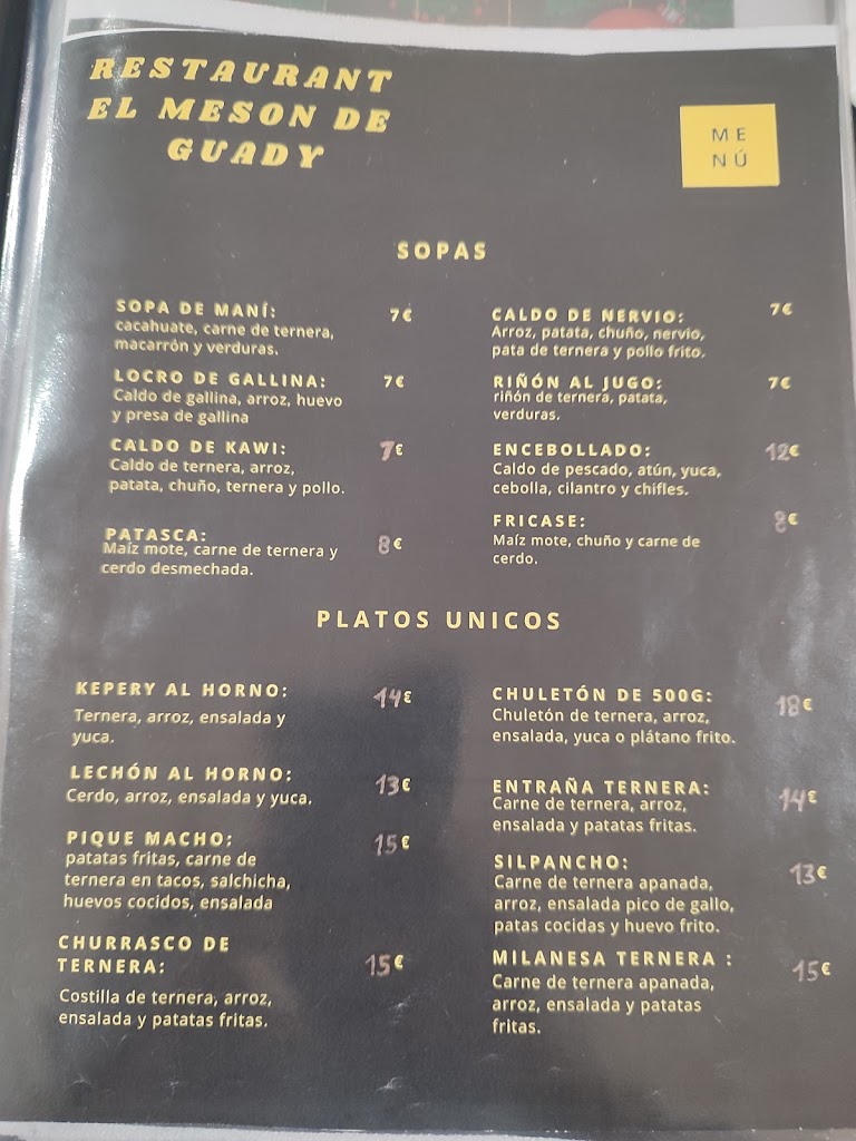 El Meson de Guady — Carta