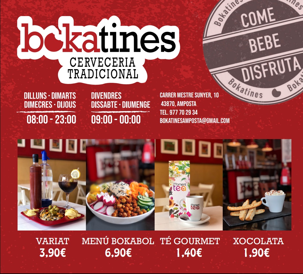 Cafeteria Bokatines Amposta — Carta