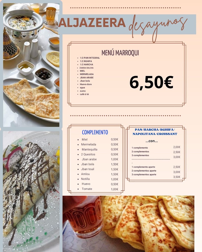 RESTAURANTE LA ISLA ALJAZEERA (COMIDA GASTRONOMIA ARABE HALAL MARROQUI PERSA LIBANES) RESTAURANTES CON ENCANTO LEGANES MADRID — Carta