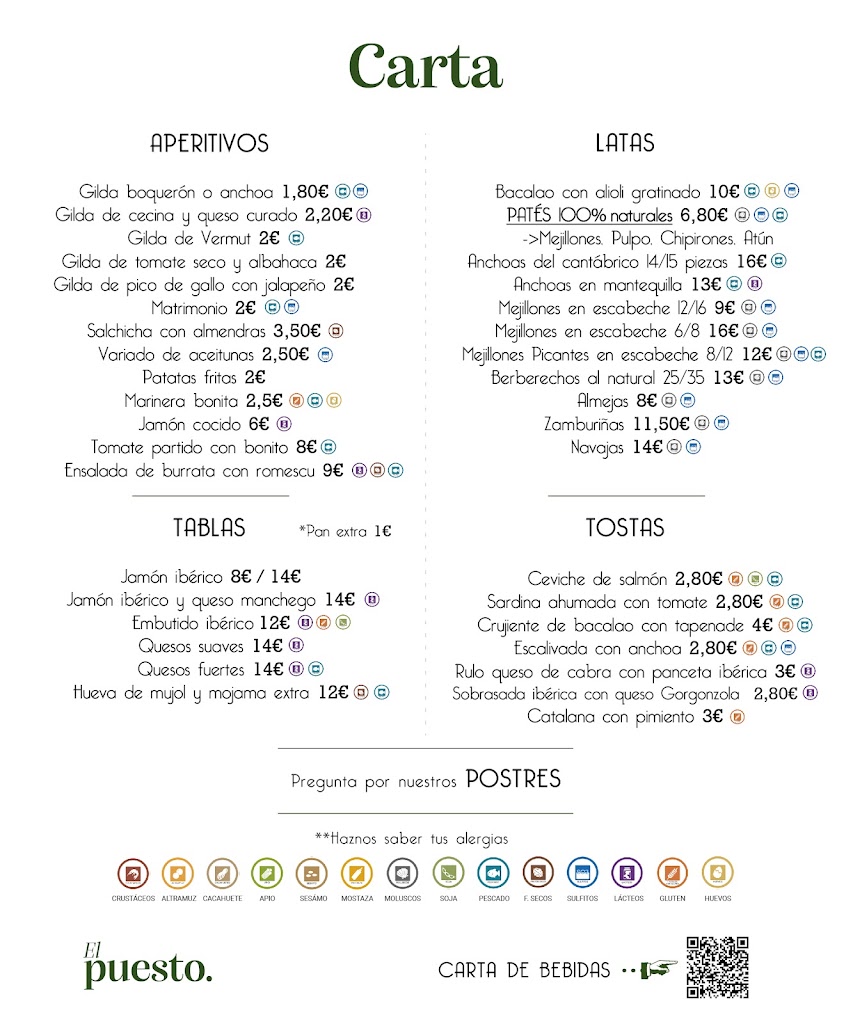 El Puesto de la plaza — Carta