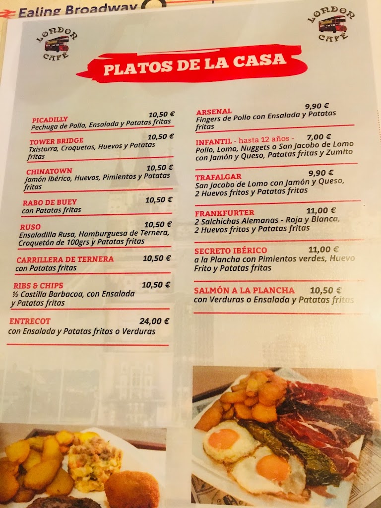 London Cafe Benalmadena — Carta