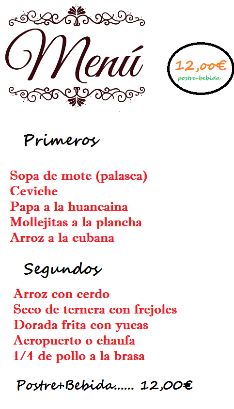 Restaurante Delicias de mi Rancho — Carta