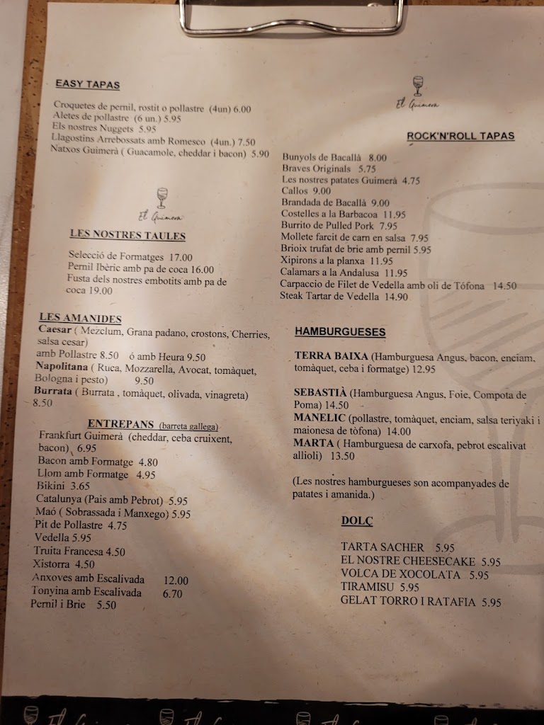 El Guimera — Carta