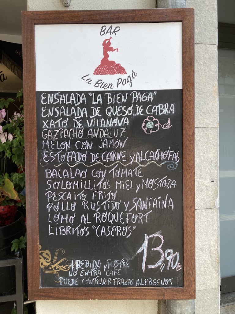 Restaurante La Bien Paga — Carta