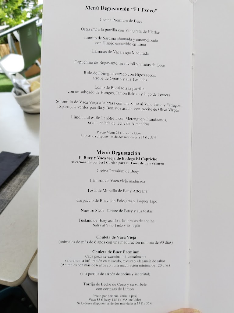 El Txoco de Luis Salinero: Restaurante en Puerto Banus — Carta
