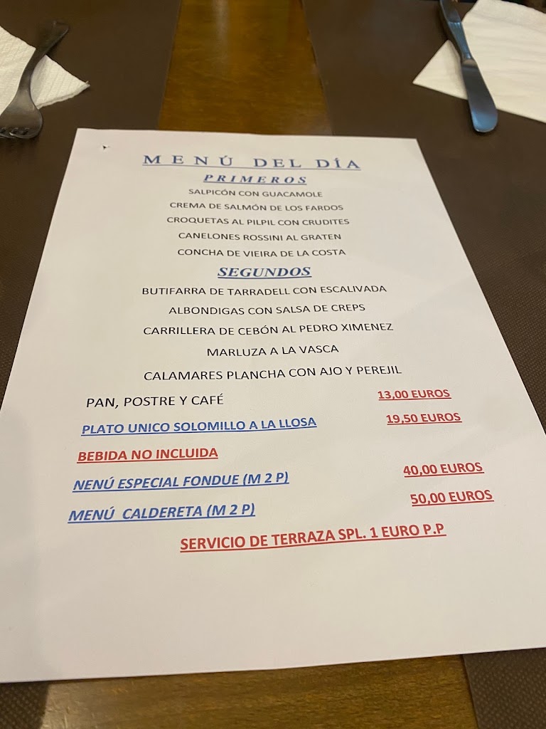 Fondue — Carta