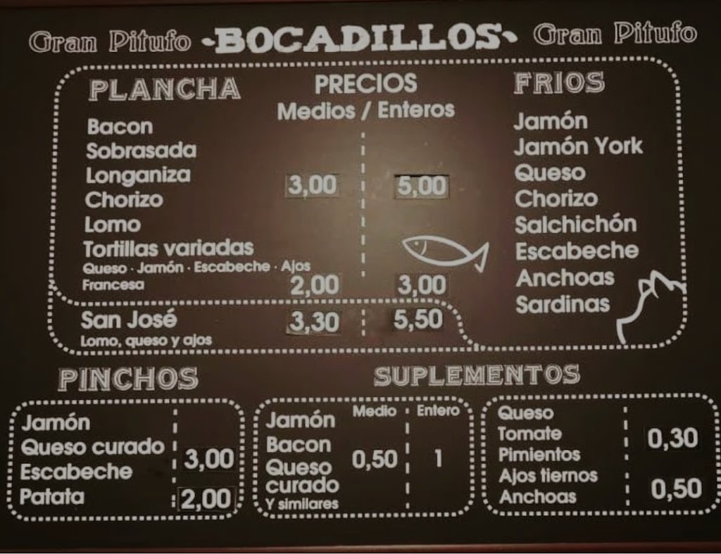 Bar Gran Pitufo — Carta