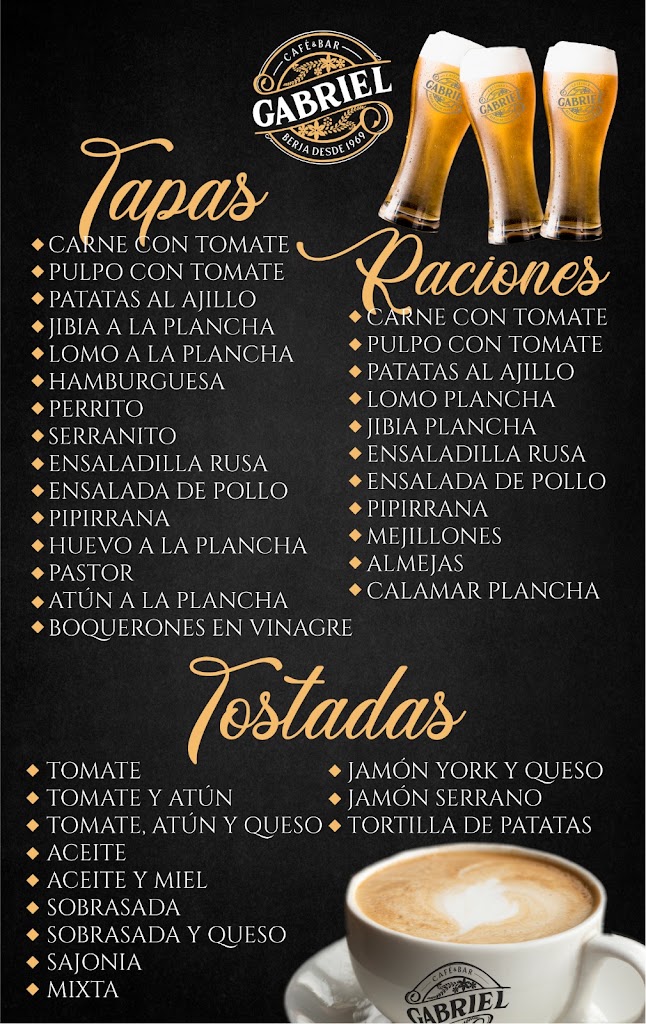 Bar Gabriel — Carta