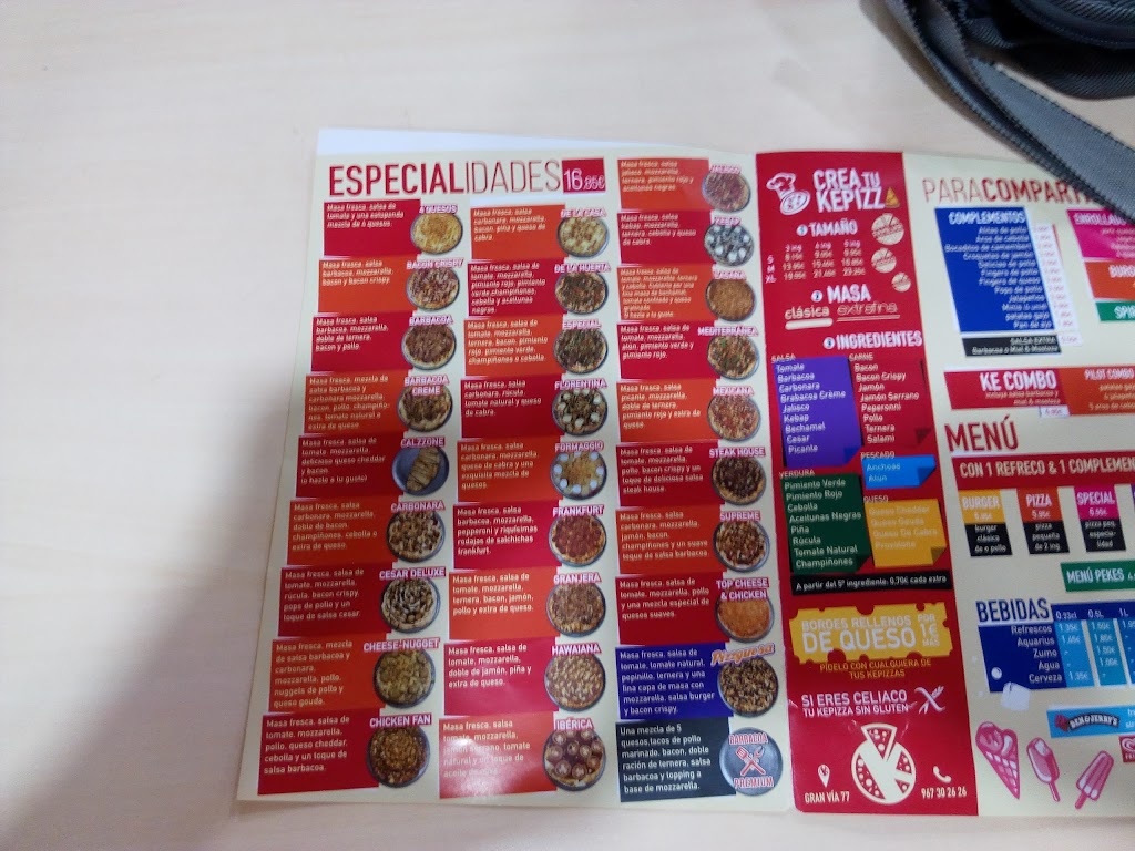 Pizzeria Hellin Ke Pizza — Carta