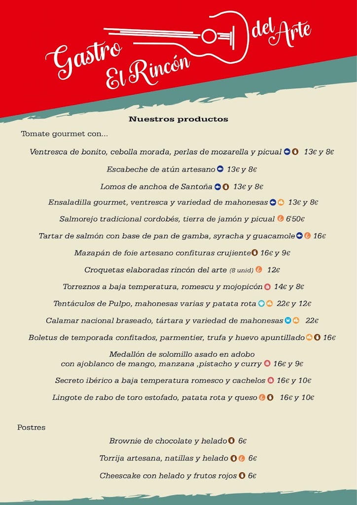 GASTRO-BAR El Rincon del Arte. — Carta