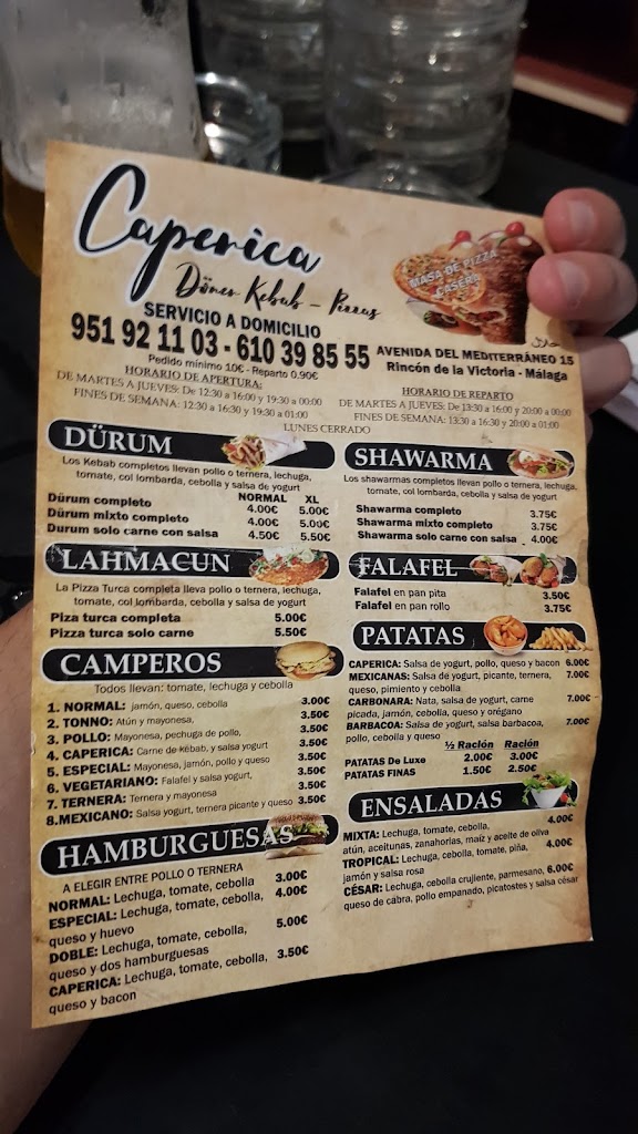 BAR CAPERICA — Carta