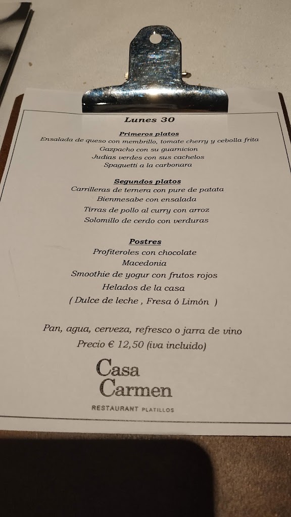 Casa Carmen — Carta