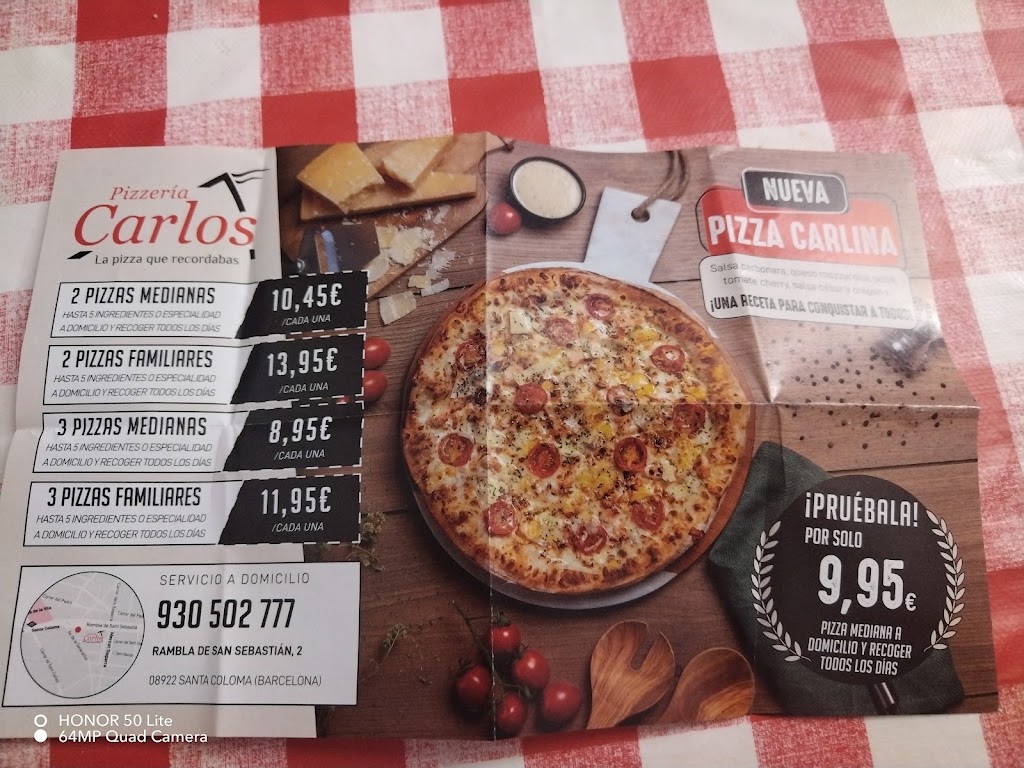 Pizzerias Carlos Santa Coloma de Gramanet — Carta