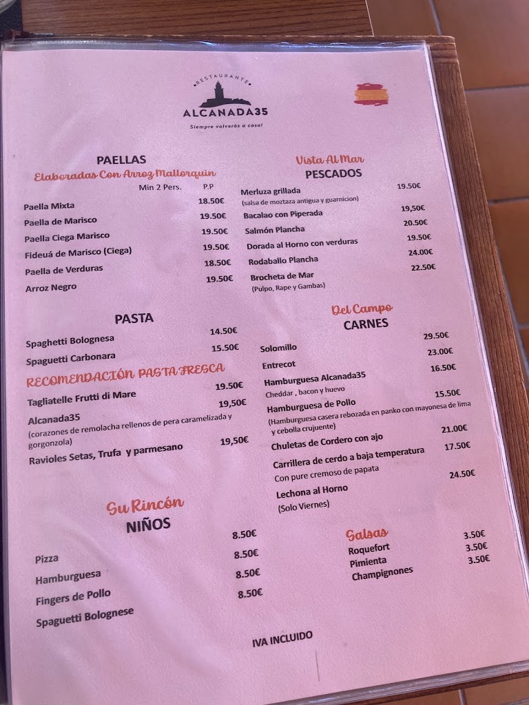 ALCANADA 35 Restaurante — Carta