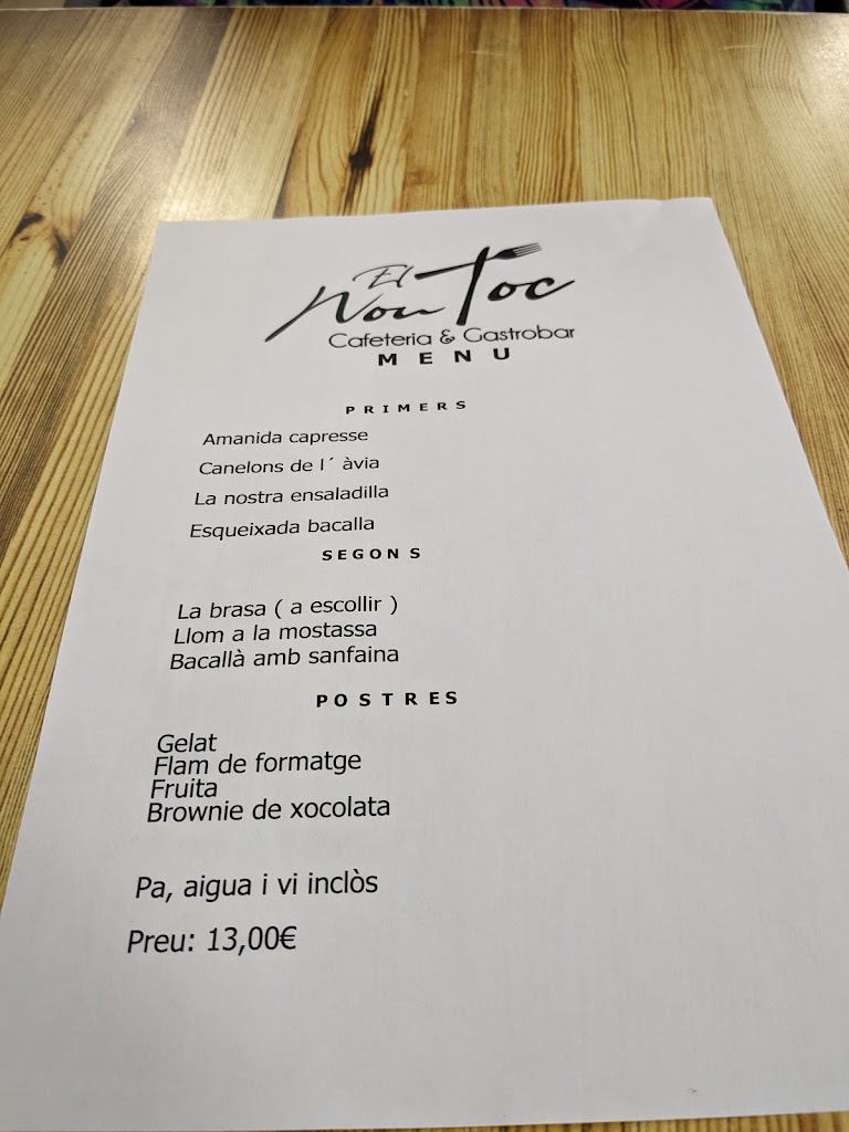 El Nou Toc — Carta