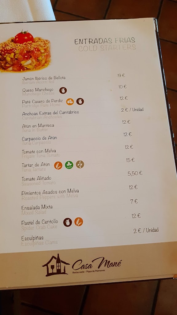 Restaurante Casa Mane — Carta