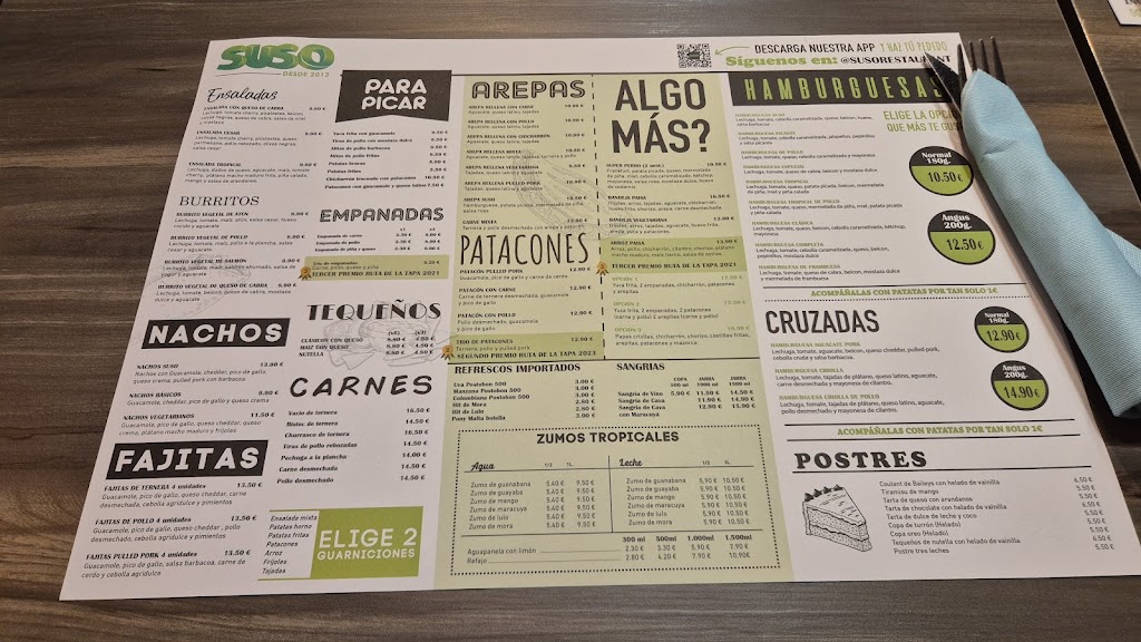 Suso Restaurante — Carta
