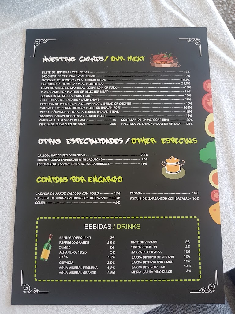 Bar Los Morenos — Carta
