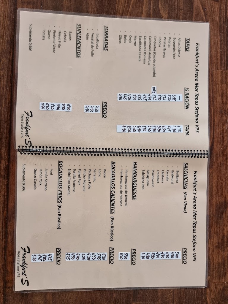 Frankfurt's Arena Mar Tapas — Carta